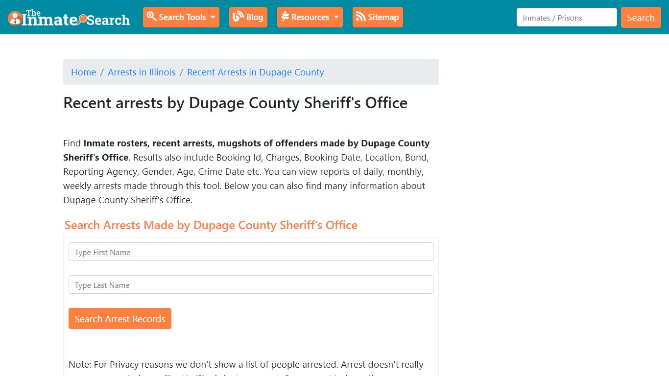 Recent arrests by Dupage County Sheriff's Office